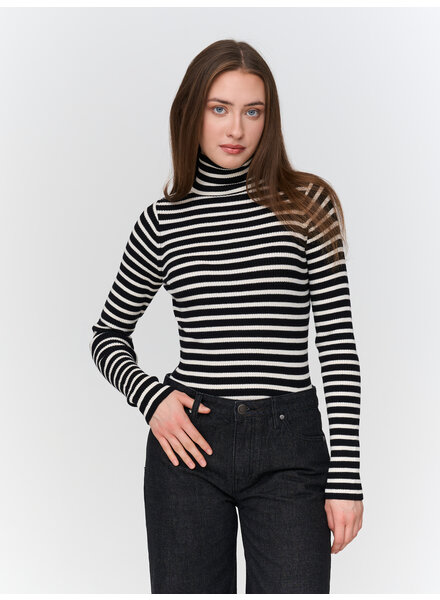Rose Stripe Turtleneck | Black