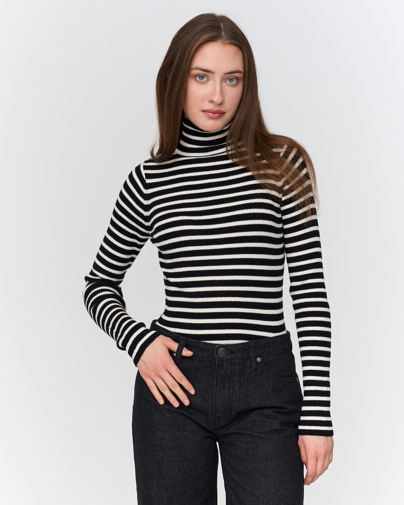 Rose Stripe Turtleneck | Black