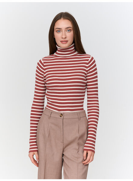 Rose Stripe Turtleneck | Rust