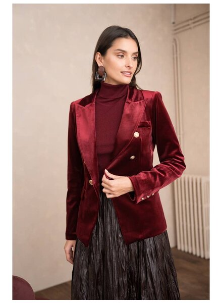 Darlene Double-Breasted Velvet Blazer