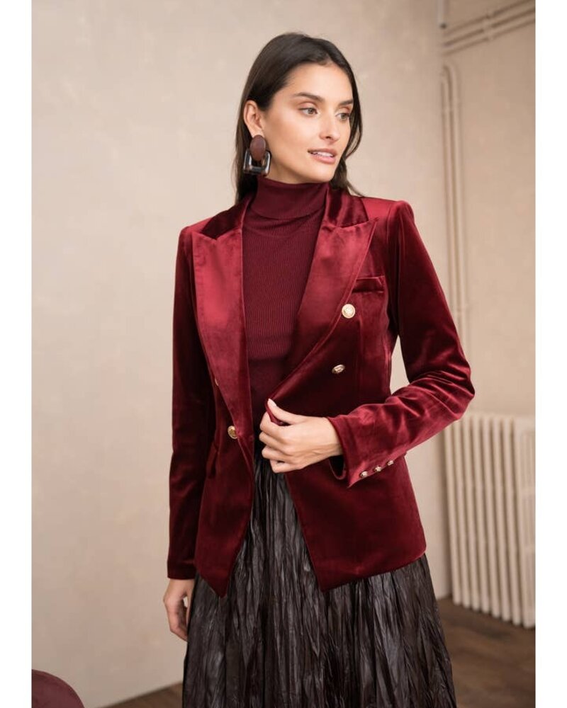 Darlene Double-Breasted Velvet Blazer