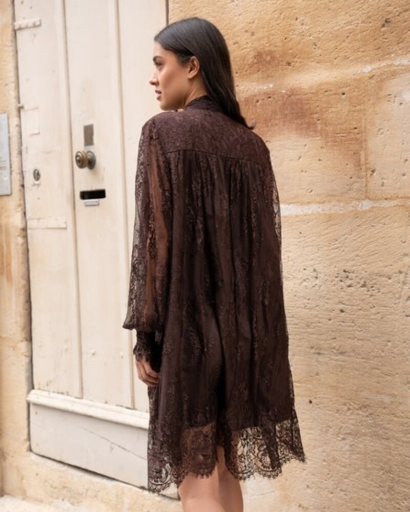 Ambre Lace Midi Dress | Chocolate