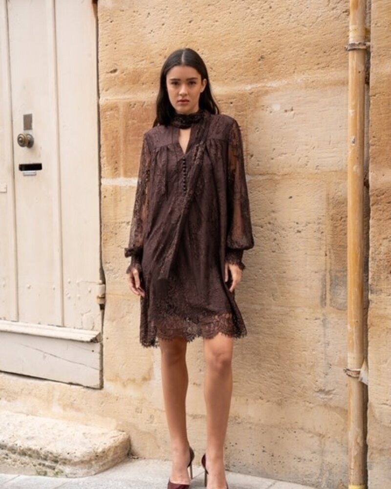 Ambre Lace Midi Dress | Chocolate