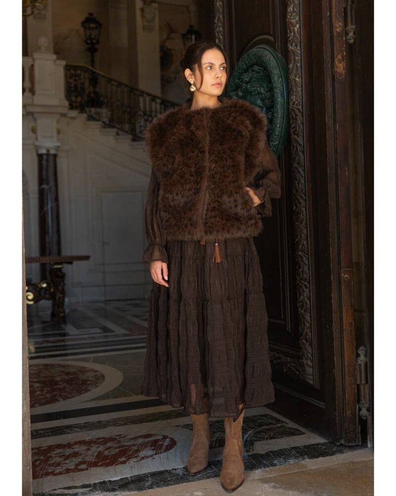 Vivian Faux Fur Vest | Leopard