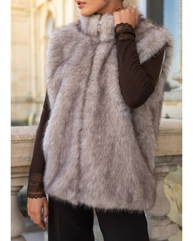 Genevieve Faux Fur Vest | Biege
