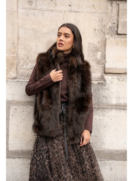Genevieve Faux Fur Vest | Chocolate