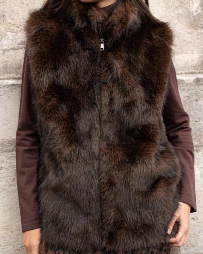Genevieve Faux Fur Vest | Chocolate