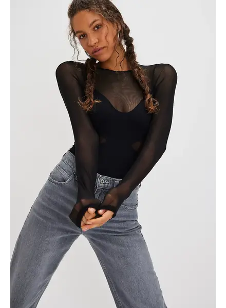 Free People All An Illusion Bodysuit | Black