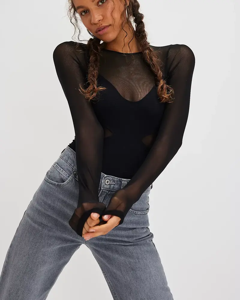 Free People All An Illusion Bodysuit | Black
