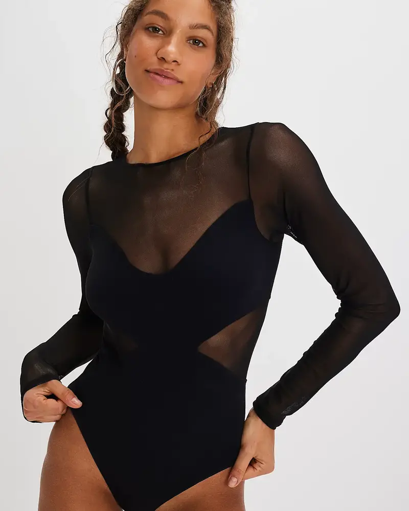 Free People All An Illusion Bodysuit | Black