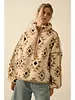 Geometric-Print Sherpa Fleece Half-Zip Pullover | Sand