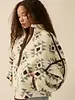 Geometric-Print Sherpa Fleece Half-Zip Pullover | Blue