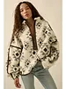 Geometric-Print Sherpa Fleece Half-Zip Pullover | Blue