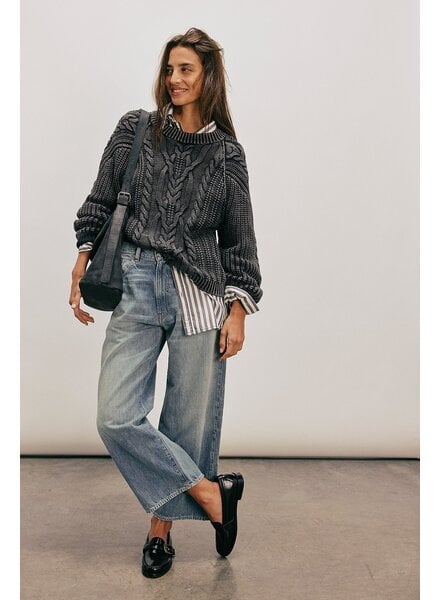 Free People Frankie Cable Knit Sweater | Black