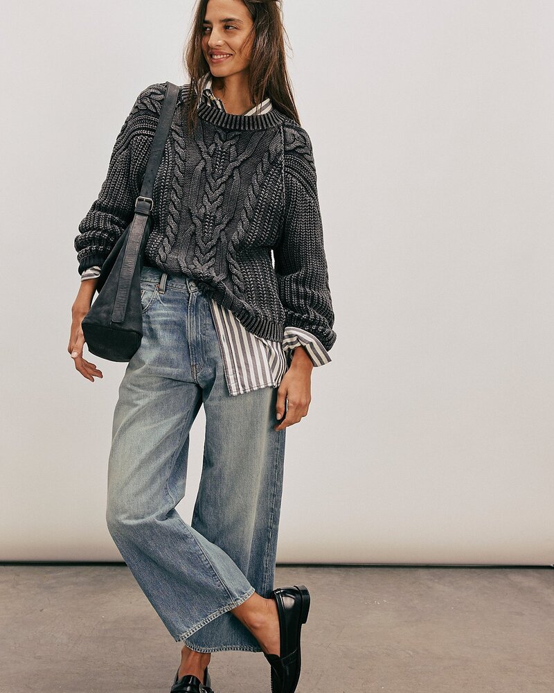 Free People Frankie Cable Knit Sweater | Black