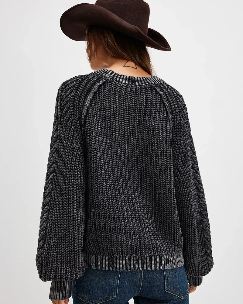 Free People Frankie Cable Knit Sweater | Black