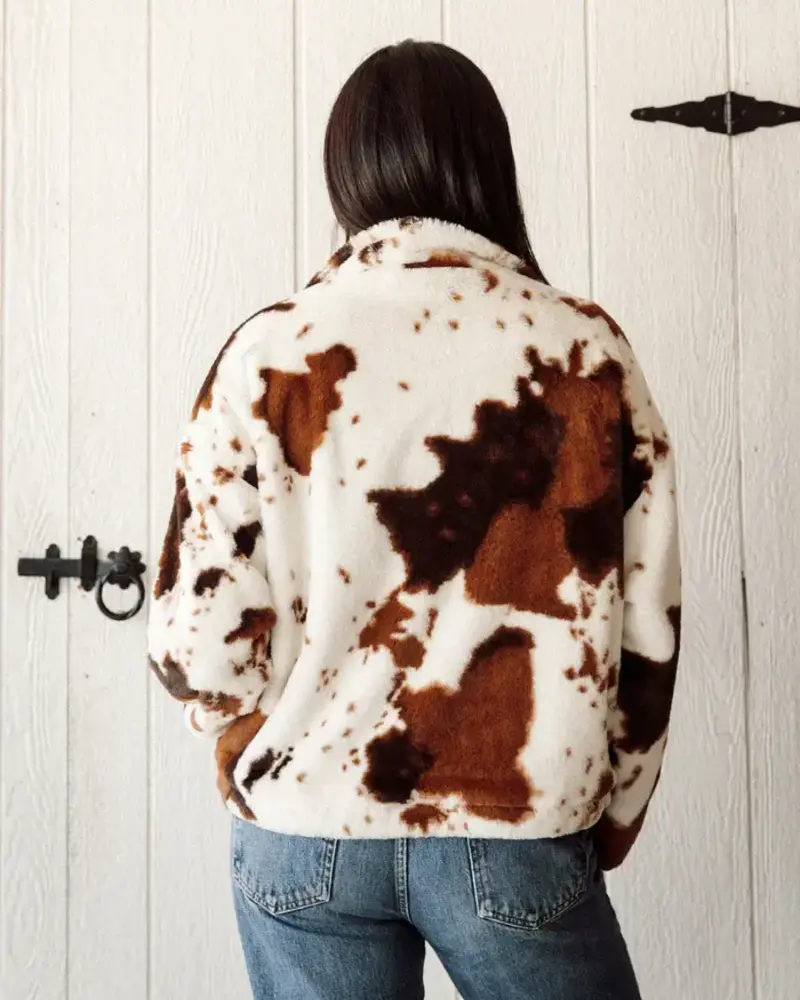Cow Print Half Zip