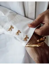 Poplin Bow Button Up Shirt | White