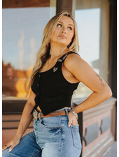 Faux Suede Buckle Vest | Black