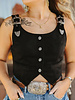 Faux Suede Buckle Vest | Black