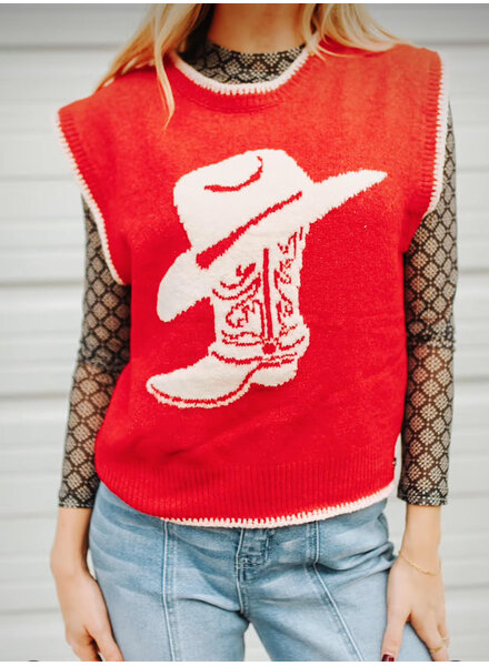 Cowboy Boot Sweater Vest