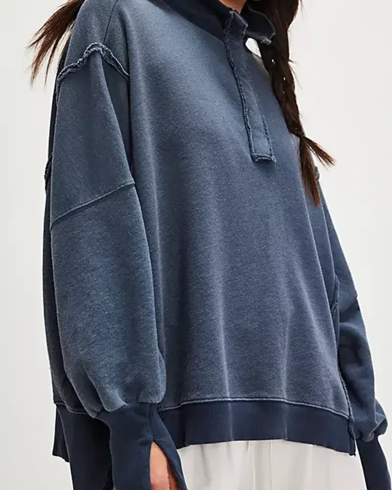 Free People Camden Henley Sweatshirt | Navy