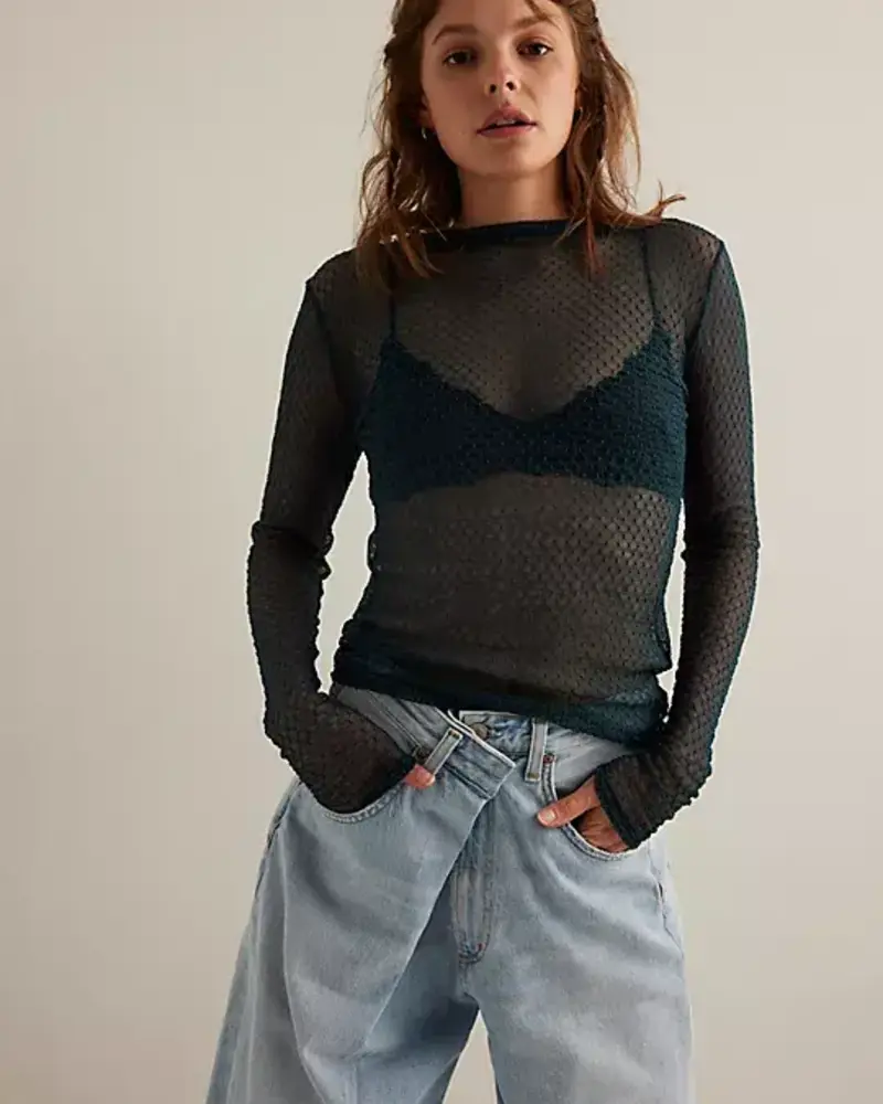 Free People Minding My Business Top | Green Oil