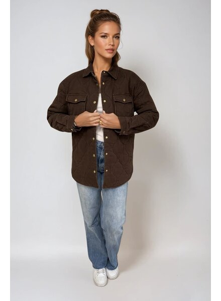 Leni Quilted Denim Jacket | Brown