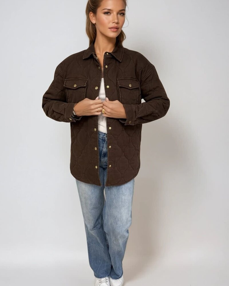 Leni Quilted Denim Jacket | Brown