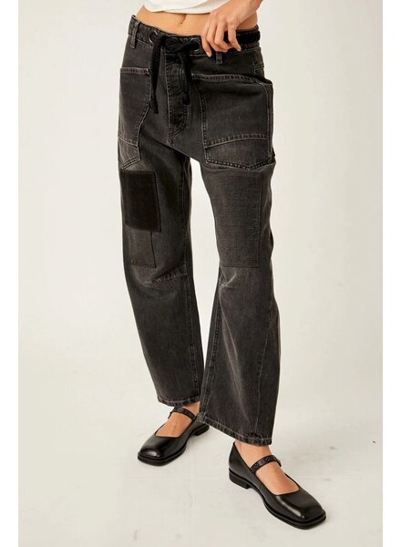 Free People Moxie Pull-On Barrel Jeans | Nighthawk