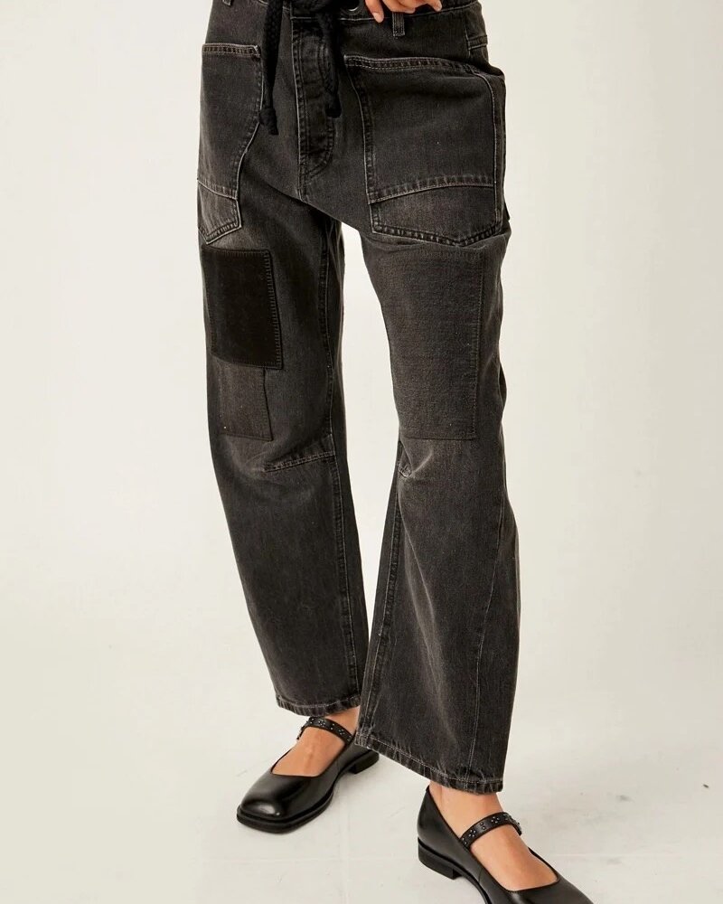 Free People Moxie Pull-On Barrel Jeans | Nighthawk