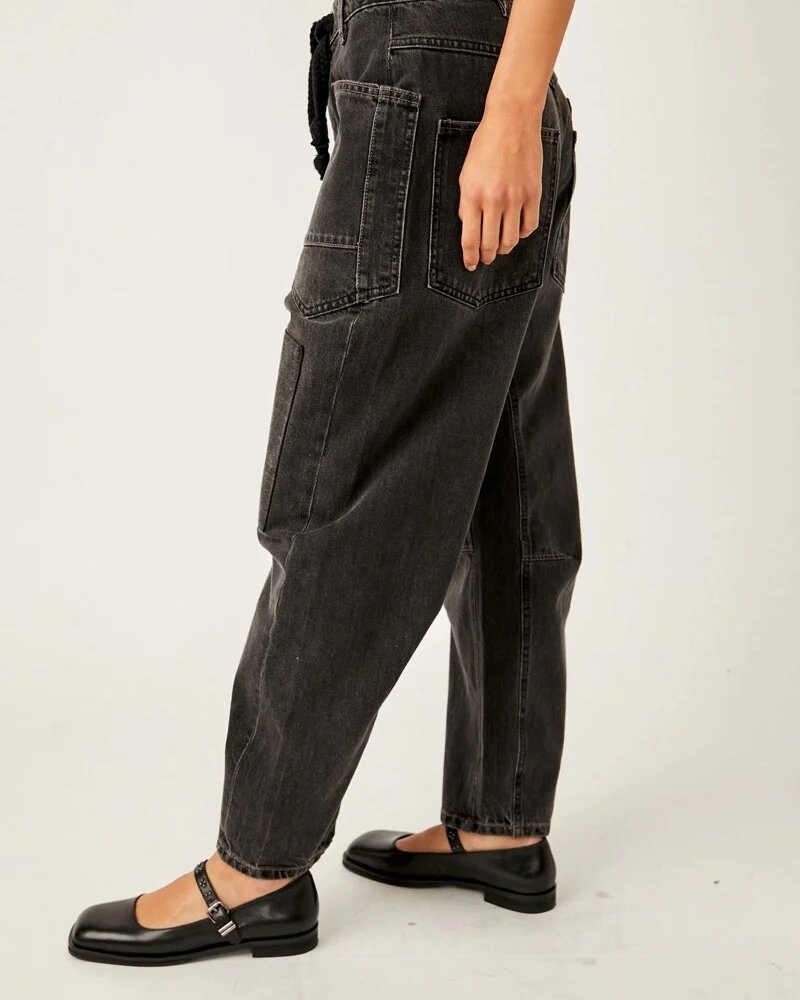 Free People Moxie Pull-On Barrel Jeans | Nighthawk