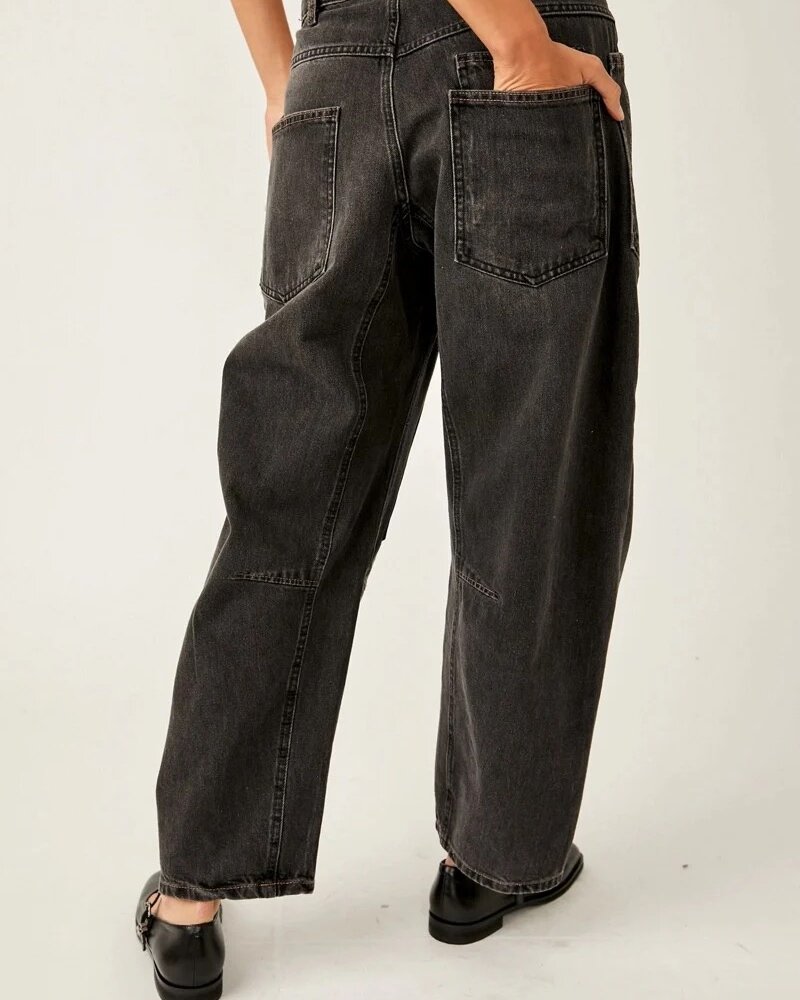 Free People Moxie Pull-On Barrel Jeans | Nighthawk