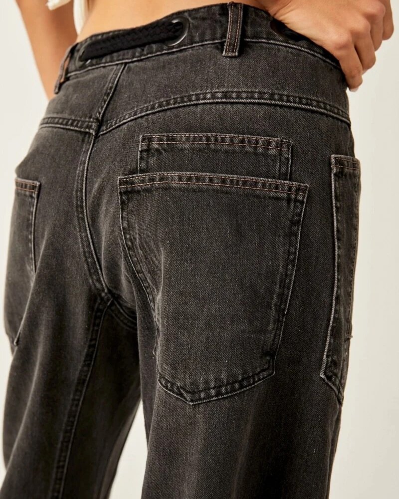 Free People Moxie Pull-On Barrel Jeans | Nighthawk