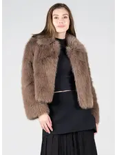 Faux Fur Crop Jacket | Coffee