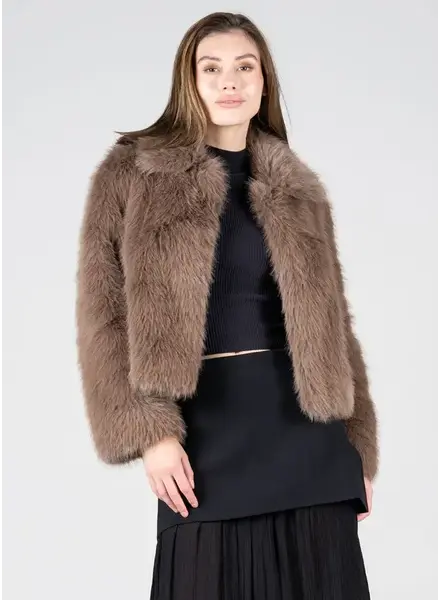 Faux Fur Crop Jacket | Coffee