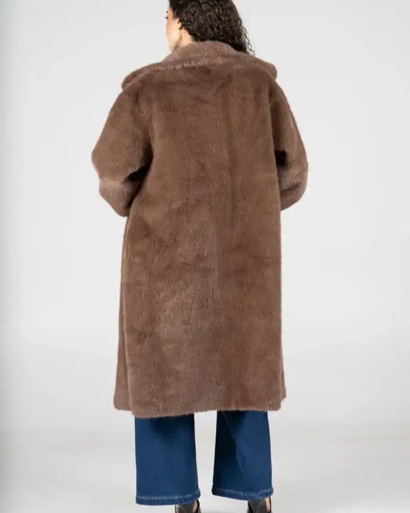Faux Fur Long Coat | Mocha