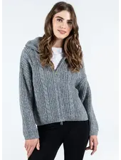 Melange Zip Front Cardigan | Grey