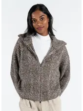 Melange Zip Front Cardigan | Brown