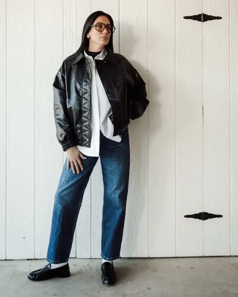 Classic Oversized Vegan Leather Bomber