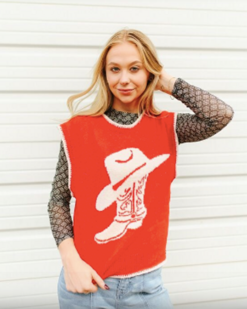 Cowboy Boot Sweater Vest