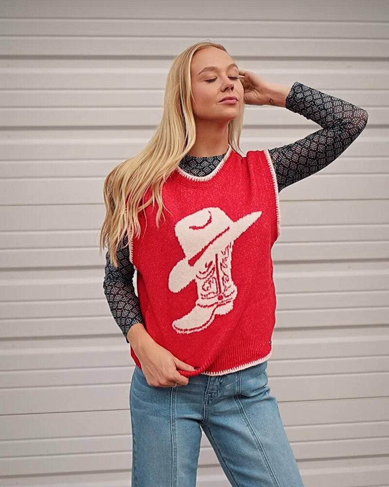 Cowboy Boot Sweater Vest