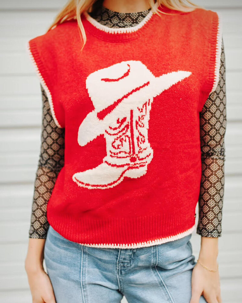 Cowboy Boot Sweater Vest