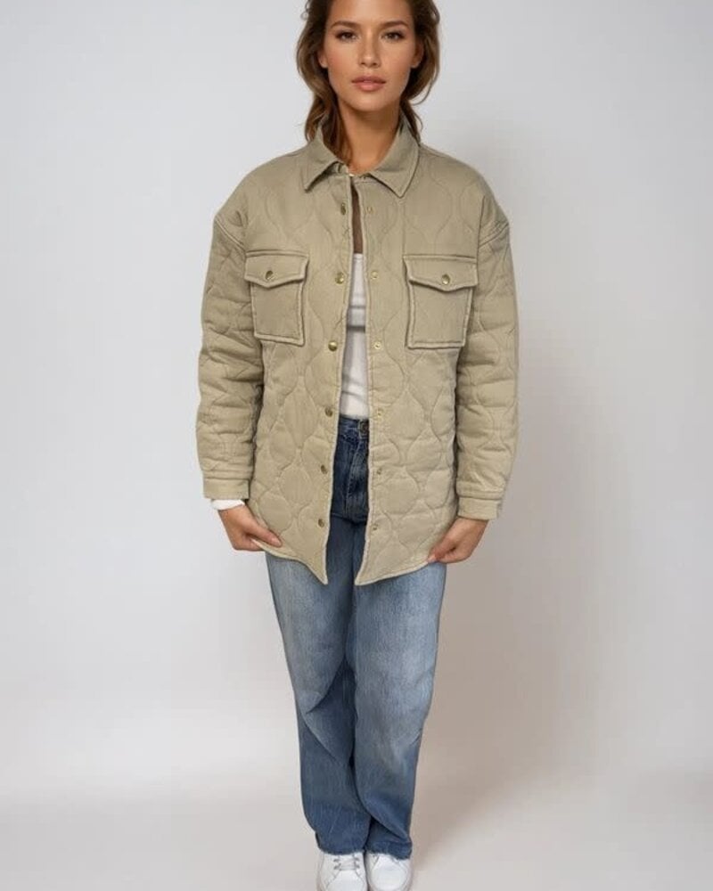Leni Quilted Denim Jacket | Oat