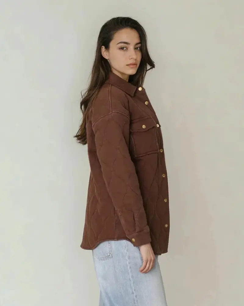 Leni Quilted Denim Jacket | Brown