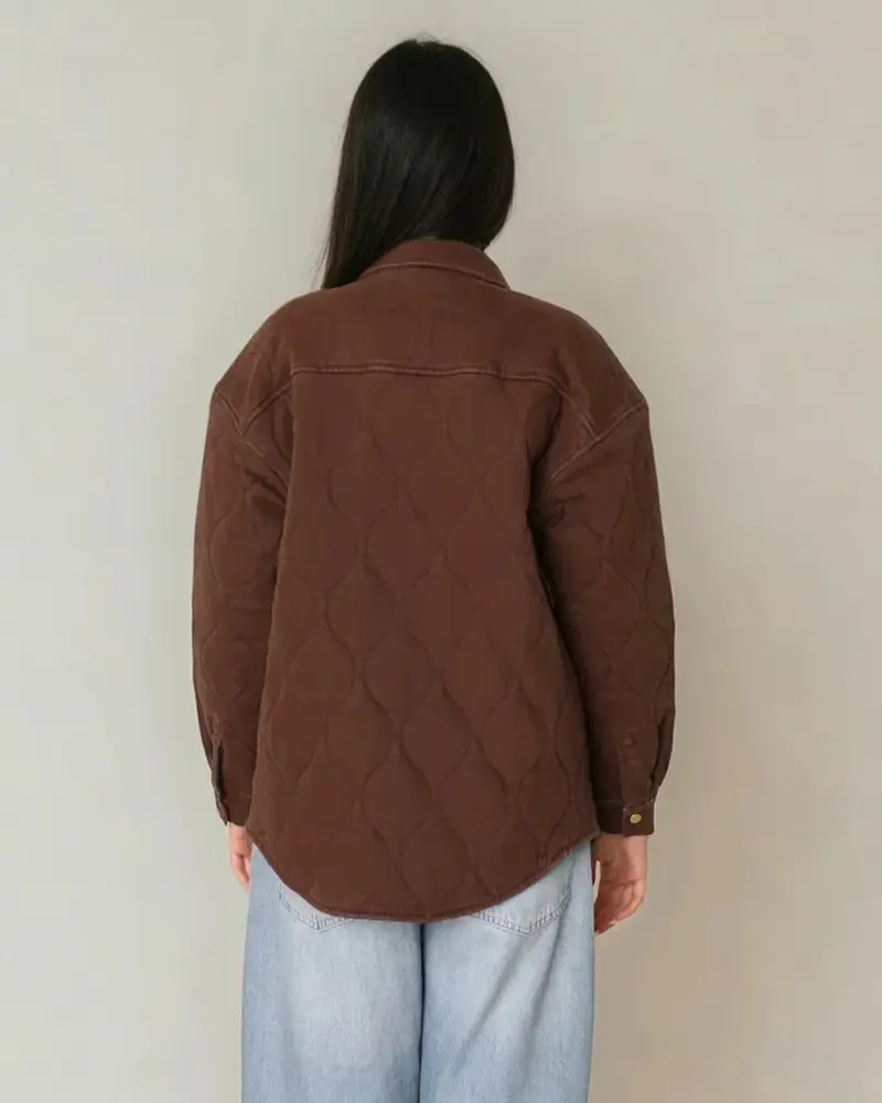 Leni Quilted Denim Jacket | Brown