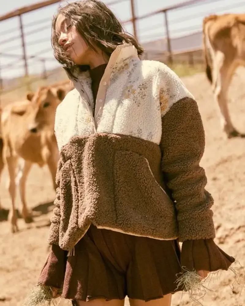 Colorblock Sherpa Fleece Pullover