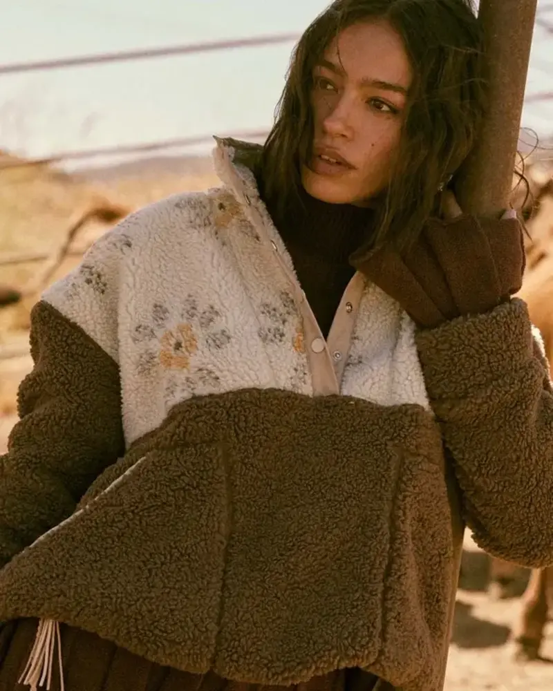 Colorblock Sherpa Fleece Pullover