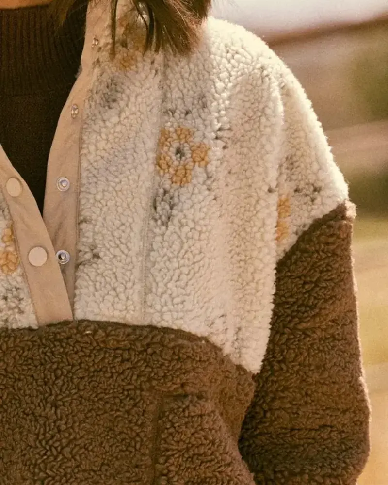 Colorblock Sherpa Fleece Pullover