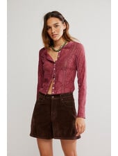 Free People Jae Sheer Lace Knit Long Sleeve Top | Berry